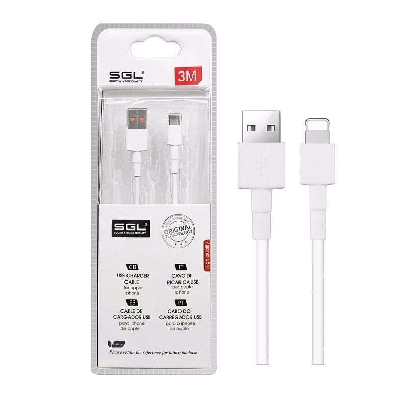 0308_194721 Καλώδιο φόρτισης & data - USB to Lightning - 3m - D5 -194721 - Image 1
