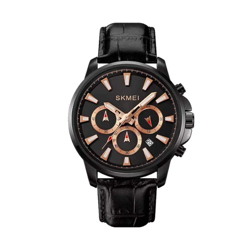 220716_bl Aναλογικό ρολόι χειρός – Skmei - 2071 - Black-Gold/Leather Black - Image 1