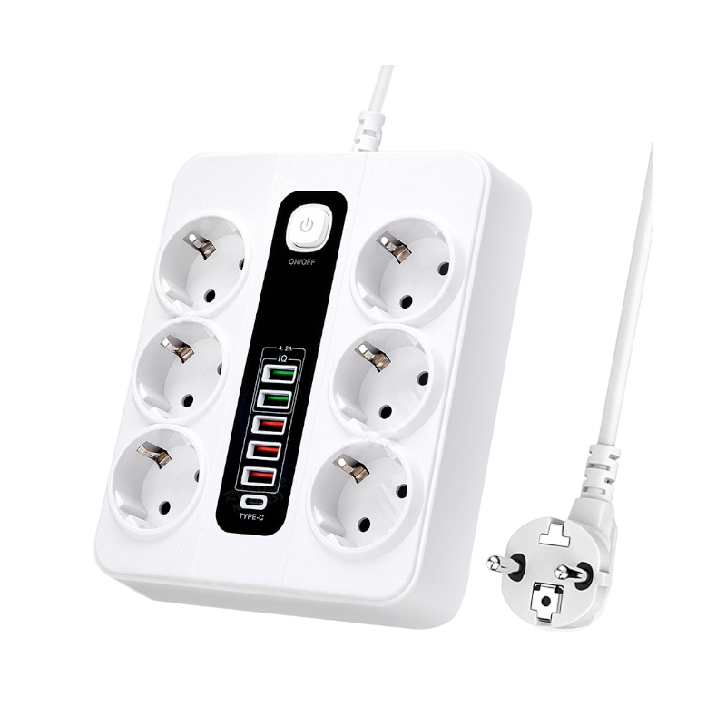 270181 Πολύπριζο 6 θέσεων με διακόπτη & θύρες USB - KOS-27018EU - 270181 - Image 1