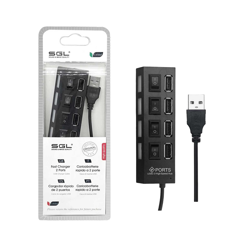 95943-PhotoRoom-1 Αντάπτορας USB Hub με 4 θύρες και διακόπτες - 404P - 45cm - 095943 - Image 1