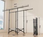 Πτυσσόμενη κρεμάστρα δαπέδου & απλώστρα ρούχων τροχήλατη - SG202602 - 282210 - White - Image 2