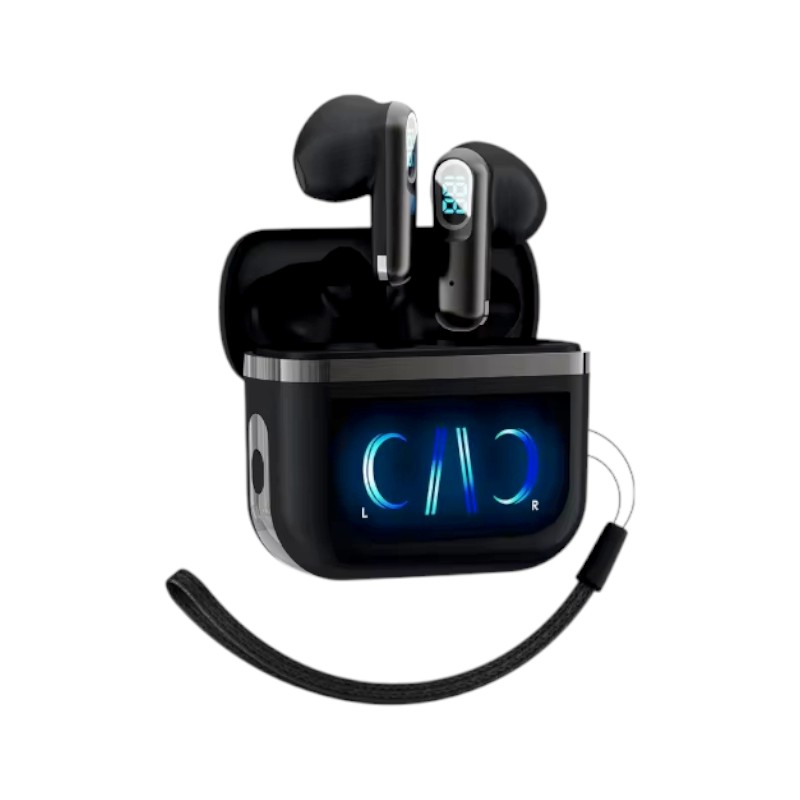 814031-2 Ασύρματα ακουστικά Bluetooth με ψηφιακή οθόνη & θήκη φόρτισης - J61 - 814031 - Black - Image 1