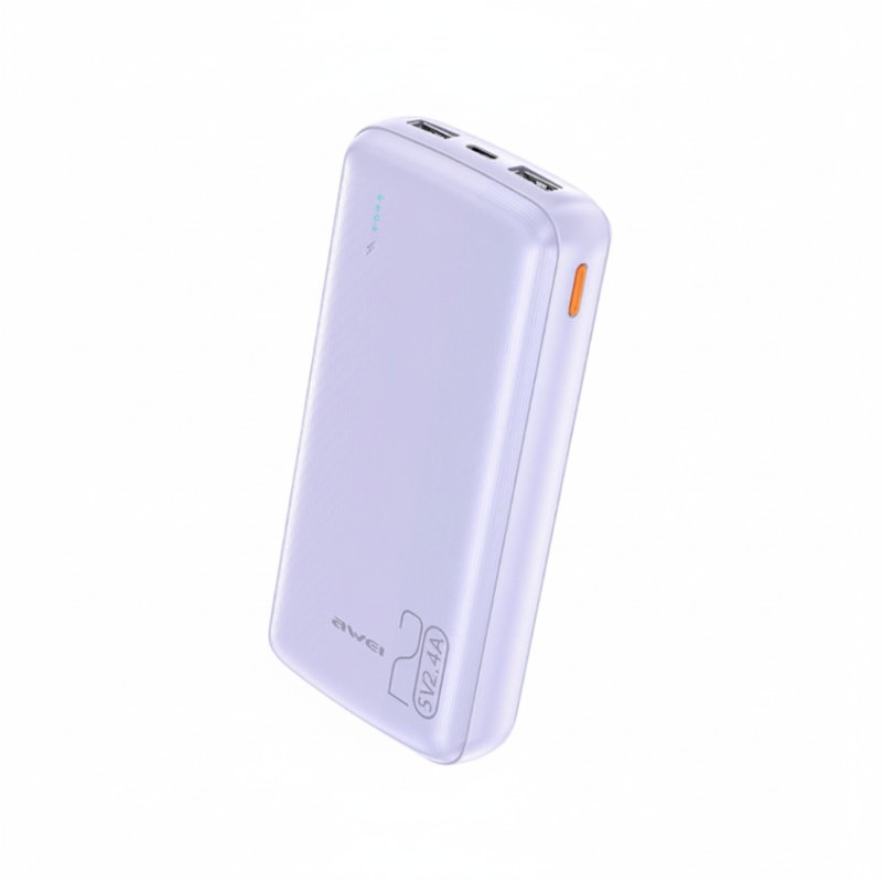 260851-2-2 Powerbank - P19K - 20.000mah - 2.4A - AWEI - 260851 - Purple - Image 1
